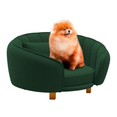 Imagem de Mini Cama Poltrona Pet Lary Baby Para Cachorro Veludo Verde - Desk Des