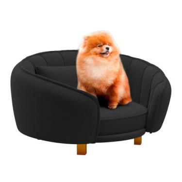 Imagem de Mini Cama Poltrona Pet Lary Baby Para Cachorro Veludo Preto - Desk Des