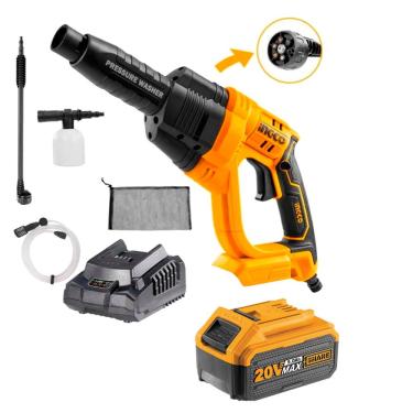 Imagem de Lavadora Jato De Alta Pressão Ingco A Bateria de 5.0a 20v C/ Acessórios