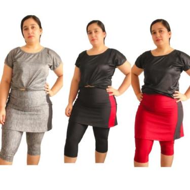 Imagem de Kit com 3 shorts saia plus size evangélico moda fitness do G1 ao G4 Fl