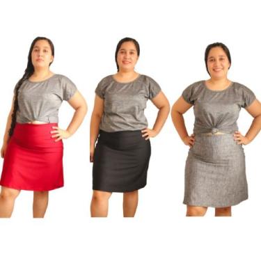 Imagem de Kit com 3 shorts saia plus size evangélico do G1 ao G4  para academia 