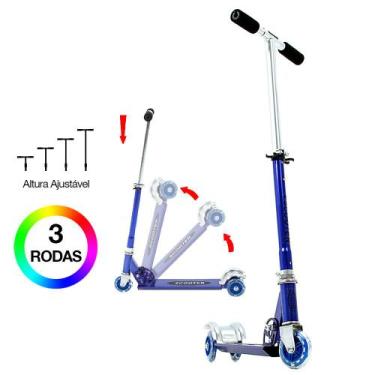 Imagem de Patinete de Criança de Três Rodas Ajuste de Altura Azul - DM Radical
