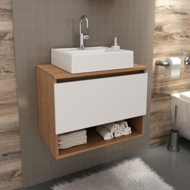 Imagem de Balcão Gabinete Suspenso para Banheiro 60cm com 1 Porta e Nicho BN3606