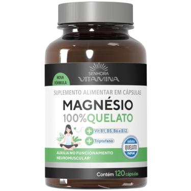 Imagem de Magnésio Quelato 350mg com Vitaminas B5 e B6, Alta Concentração e Selo de Qualidade (120 cápsulas)