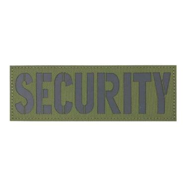Imagem de uuKen Patch tático de segurança refletivo de segurança com corte a laser 15 x 5 cm para mochila de colete tático do departamento de guarda de segurança (RF OD verde e preto, M 15 × 2")
