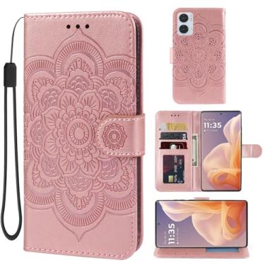 Imagem de Bohefo Capa para Moto G85 5G, capa carteira Motorola S50 Neo, capa flip de couro mandala com suporte para cartão de crédito para Motorola Moto G85 5G ouro rosa