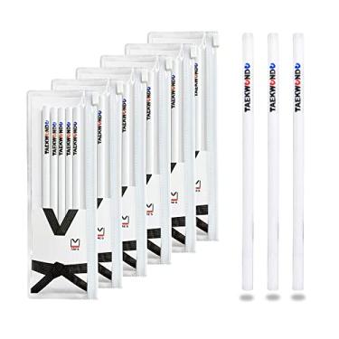 Imagem de Lápis Taekwondo HB Caixa de madeira com estojo de PVC transparente branco ideia de presente pensativa para estudantes de artes marciais (6 pacotes de 5 (30 unidades), branco)