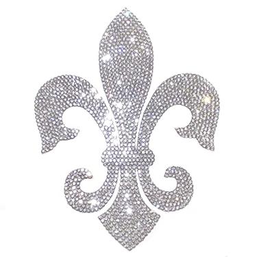 Imagem de Decalque brilhante flor lírio flor delis, símbolo floral strass adesivo brilhante para carro/caminhão, laptop/notebook/iPad/capacete/janela, 12,7 cm de altura