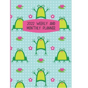 Imagem de 2022 Weekly And Monthly Planner: Cute Frog Organizer With 8.5" x 11" Two Page, Side-By-Side Spreads for Each Week And Month, Year-At-A-Glance Grids ... Year January 1, 2022 - December 31, 2022
