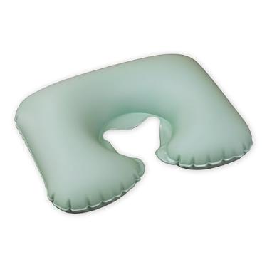 Imagem de Almofada Descanço De Pescoço Inflável Confortável Lisa Para Viagem (Almofada de Pescoço Verde)