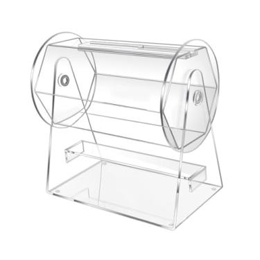 Imagem de Esquirla Caixa de bilhetes de rifa de tambor de acrílico, caixa de bilhetes de rifa transparente multiuso para jogos de desenho, bilhetes para jogos de família