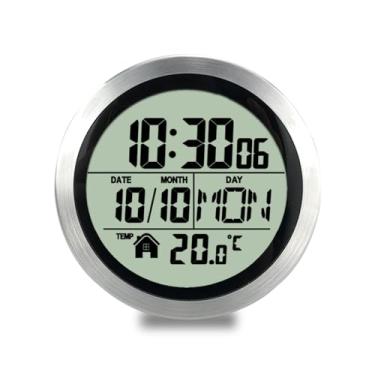 Imagem de Relógio de chuveiro digital à prova d'água, relógio de parede de banheiro com temperatura, suporte de orifício para pendurar com ventosa para sala de estar e cozinha, visor LCD grande, relógios