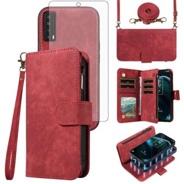 Imagem de Asuwish Capa de telefone para TCL Stylus 5G 2022 carteira magnética destacável com protetor de tela de vidro temperado alça transversal alça de cartão slot TLC Stylo G5 6,81 T779W mulheres meninas