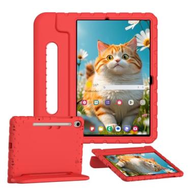 Imagem de Thoreta Capa infantil para Samsung Galaxy Tab S10 FE 2025/S9 FE 27.7 cm/Tab S9 27.9 cm 2023, capa protetora conversível leve à prova de choque com suporte para S Pen, vermelha