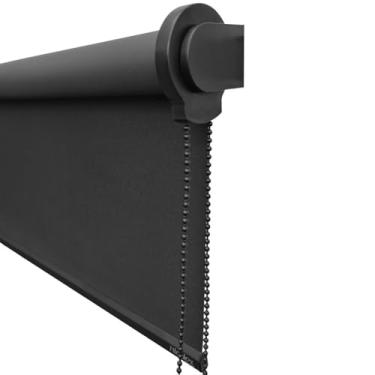 Imagem de Cortina Persiana Rolo Blackout SOB MEDIDA Para Quartos, Salas e Escritórios (SEM BANDÔ) (Líbia Preto - Acabamento Preto, 1,20 (lar) x 1,80 (alt))