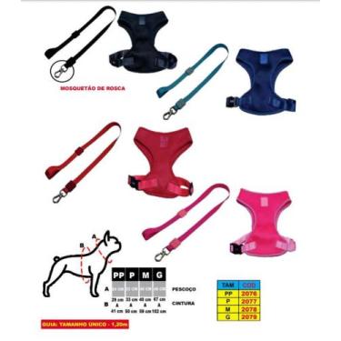 Imagem de Conjunto guia e peitoral easy supremo - Ideal Pet, Vermelho, M