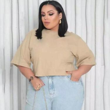 Imagem de Cropped Feminino Para O Verão Plus Size - Donna Lu, Bege, Unico