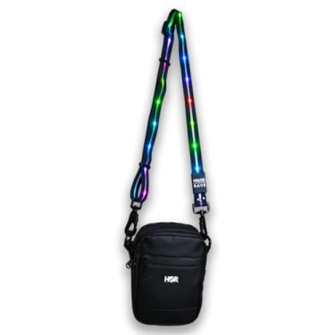 Imagem de Bolsa de LED – Bolsa transversal para festivais ou pochete (2 maneiras de usar) - Bolsa tiracolo Rave para mulheres, homens - (lona ou couro), Preto, One Size, Transversal