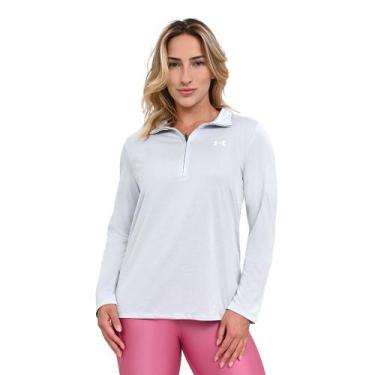 Imagem de Moletom de Treino Feminino Under Armour Tech 1/2 Zip, Cinza, GG