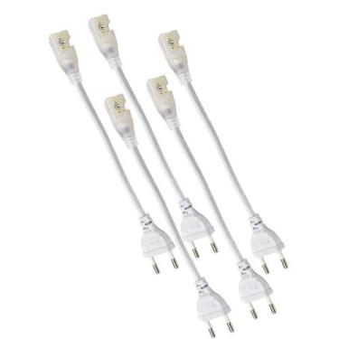 Imagem de Conector Plug Rabicho Fita de LED 8mm Fonte Kit 5 Unidades Tomada Ilum