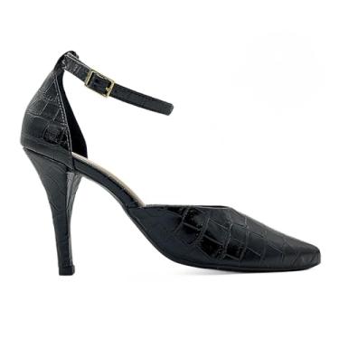 Imagem de Scarpin Feminino Mozione Com Fivela Salto Alto 10cm (Preto, BR, Adulto, Numérico, 39)