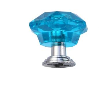 Imagem de Gaveta de cristal colorido, puxador de diamante, alça transparente, armário de porta, armário de gaveta, maçaneta de porta, alça de acrílico, alça de plástico, 12 peças (base prata azul-verde)