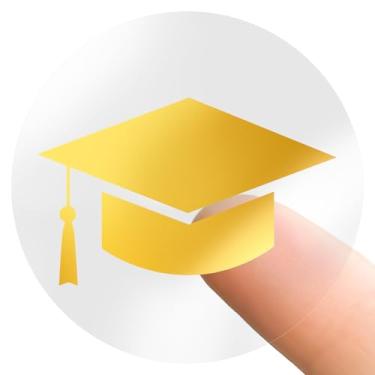 Imagem de JarThenaAMCS 300 peças adesivos de boné de formatura adesivos autoadesivos de folha dourada para envelopes, scrapbook, parabéns, lembrancinhas de formatura