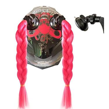 Imagem de Hai Hong Capacete de cabelo rabos de cavalo gradiente rampa capacete rabo-de-cavalo com ventosa para motocicleta moto moto Ombre rosa