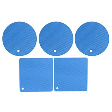 Imagem de Almofada quente de silicone de 5 pces, almofadas quentes para cozinha, esteiras resistentes ao calor para bancada para fornos, microondas, máquinas de lavar louça e geladeiras (MUNEFEGdXb-11)