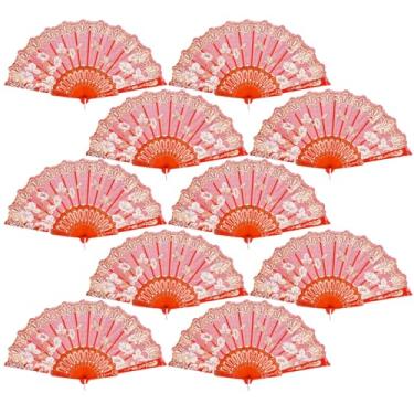Imagem de QIRMIZI Pacote com 10 ventiladores dobráveis – ventiladores portáteis estilo espanhol, ventiladores de mão em massa para casamento, festa de chá, dança, igreja, apresentação, decorações de casa