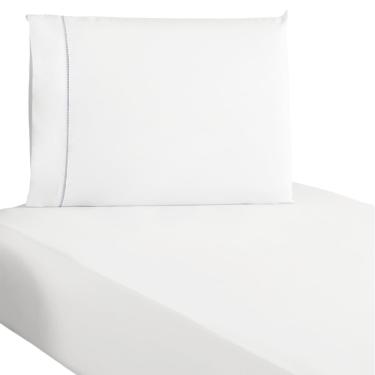 Imagem de Jogo de Lençol Solteiro Percal 200 Fios 100% Algodão 2 Peças - Branco
