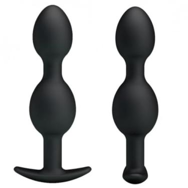 Imagem de Plug Anal Silicone Com Esferas Massageadoras 12,5 X 2,3Cm Prazer Intenso Estimula Ponto P Orgasmos