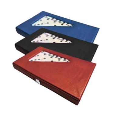 Imagem de SYMEON Dominó Profissional Double Six, 28 Peças em Melamina, Estojo Azul