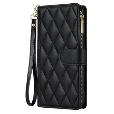 Imagem de HJZSZX Para Samsung A25 (5G) Capa de telefone tipo carteira de couro com zíper (para Samsung A25 (5G)/preto)