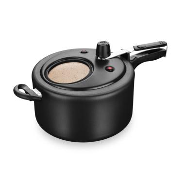 Imagem de Panela de pressao preto/bege com visor de vidro superior 6,0L