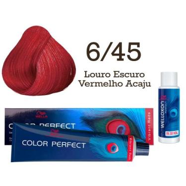 Imagem de Coloração Color Perfect 6/45 Louro Escuro Vermelho Acaju + Ox 30  Well