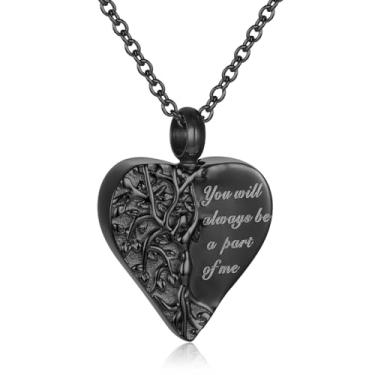 Imagem de STEFWD Colar de urna árvore da vida para mulheres, meninas, mãe, aço inoxidável, joia de cremação de coração para cinzas de entes queridos, pingente memorial de lembrança, Aço inoxidável, Sem Pedra