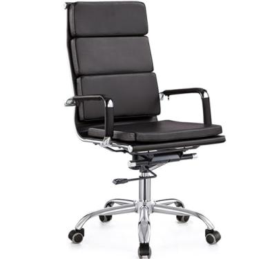 Imagem de Cadeira de escritório em casa cadeiras de mesa modernas para computador conferências de couro canelado com encosto alto executivo giratório com rodas e apoios de braços cadeiras macias de altura