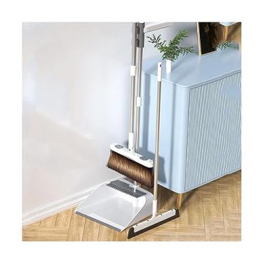 Imagem de SUREK Conjunto de pá de lixo e vassoura com cabo longo para limpeza e pá vertical para casa conveniente