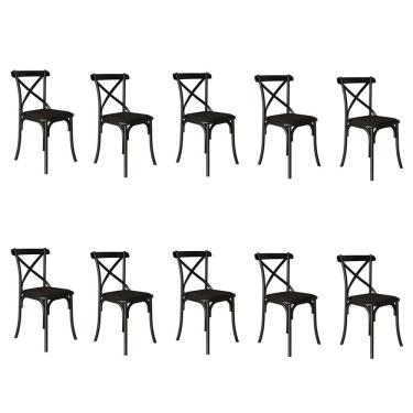 Imagem de Kit 10 Cadeiras Katrina Premium Assento Corano Preto Aço Preto