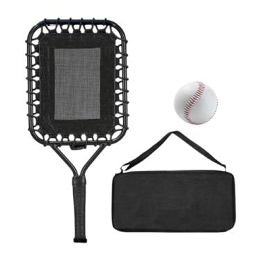 Imagem de UGPLM Baseball Practice Racket Baseball Essentials Controle e precisão Precisão portátil praticando para pais com bolsa de armazenamento, Alça Preta