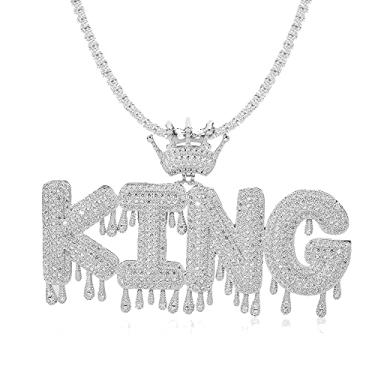 Imagem de Waterdorp Corrente de letras banhada a ouro 18 K DIY Full CZ Bubble Letter Colar para homens e mulheres, nome personalizado, 2 a 7 peças, pingente de inicial brilhante com coroa, com corrente de corda