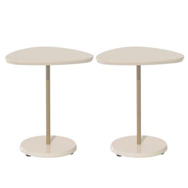 Imagem de Kit 2 Mesas de Cabeceira com Pé de Metal Off White