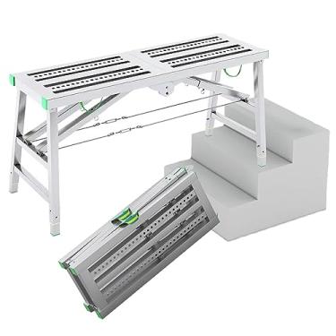 Imagem de WYUYIWH Plataforma de trabalho plataforma de andaime dobrável de altura ajustável para manutenção doméstica solução portátil e versátil para projetos DIY 140 × 40 cm de largura