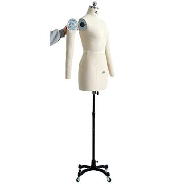 Imagem de CUTPOIY Manequim de costura feminina com braços, forma de vestido feminino, manequim plus size, manequim, suporte sobre rodas para costura de roupas, modelo de alfaiate interessante (branco XX)