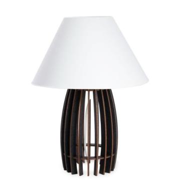 Imagem de Abajur De Mesa Oval De Madeira Cor Preto Quarto Sala Escritório - Cria