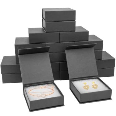 Imagem de Caixas de presente Mirgrime Jewelry, pacote com 20 caixas pequenas de 8,9 x 9 x 2,5 cm, caixa de joias de papelão para colares, pulseiras, brincos (preta)