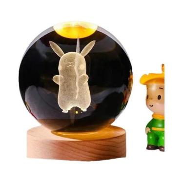 Imagem de Bola de Cristal 3D Infantil com Luz Noturna (6cm) - Pikachu, Doraemon,