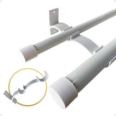 Imagem de Suporte Duplo Comum Perfil Invertido Varão Cortina 19/28mm Ilhós Argol