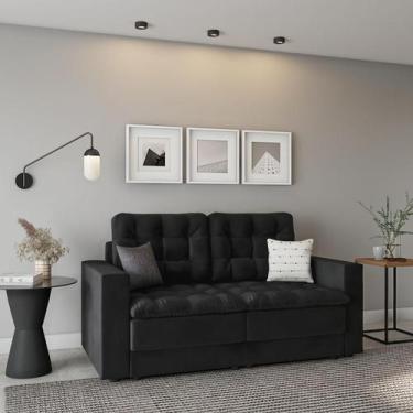 Imagem de Sofá 3 Lugares Retrátil Dresden Suede Preto - Mobly